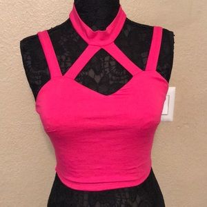 Pink halter crop top